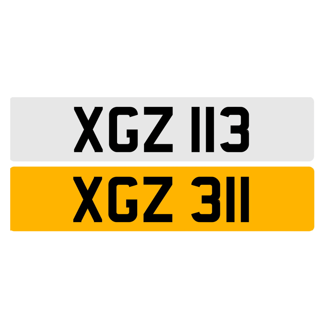 XGZ113 & XGZ311 (Pair) - 3x3 Dateless Registration Plates