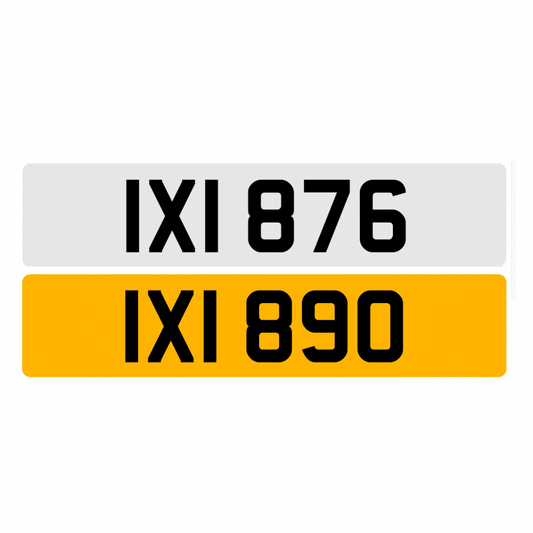 IXI876 & IXI890 (Pair) - 3x3 Dateless Registration Plates