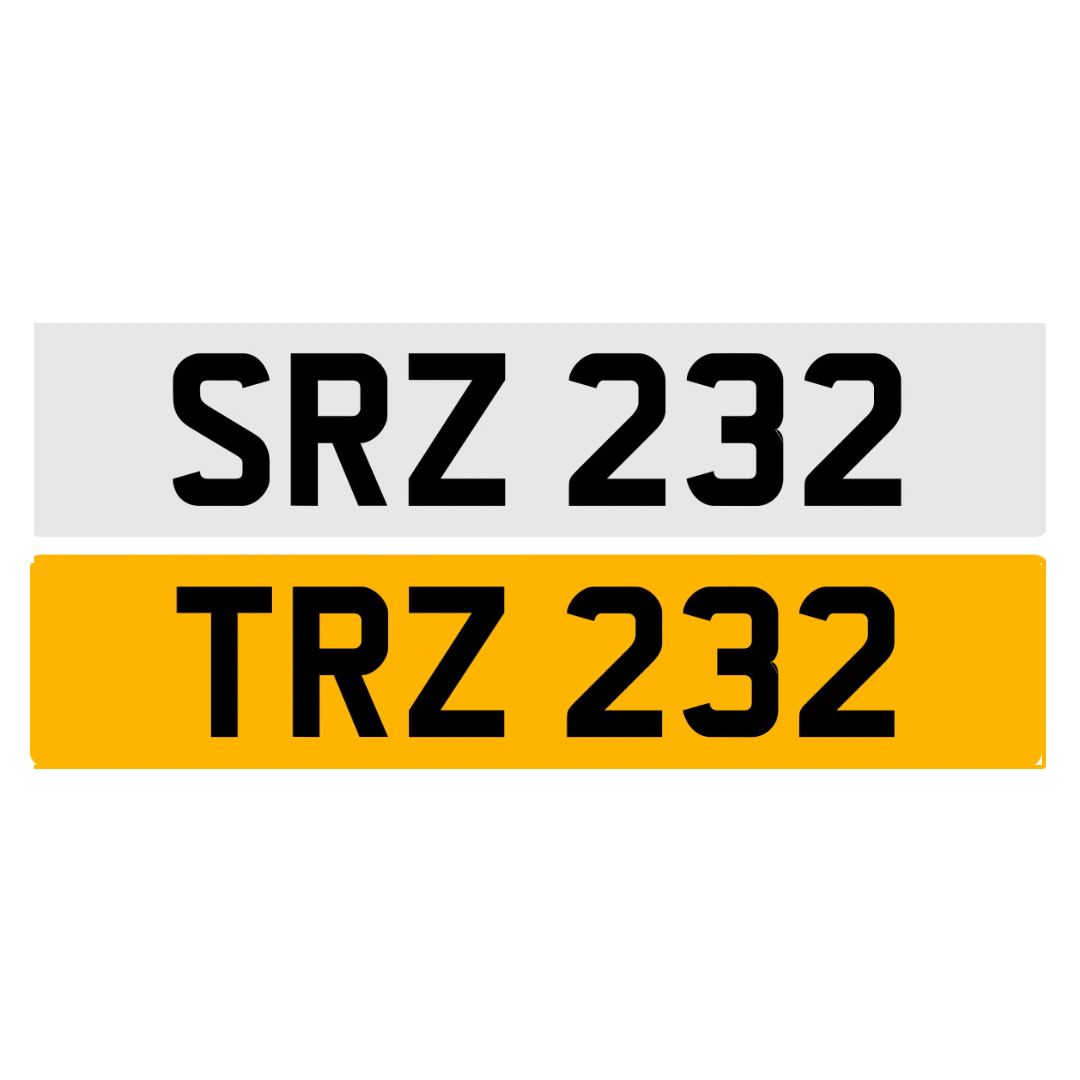 SRZ232 & TRZ232 (Pair) - 3x3 Dateless Registration Plates