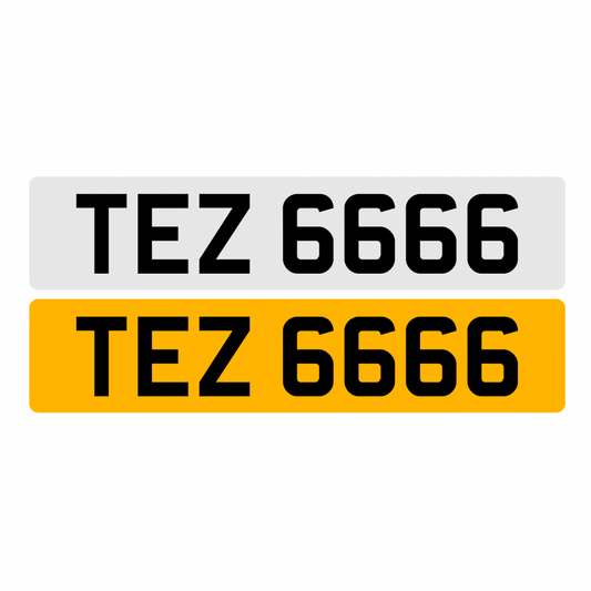 TEZ6666 - 3x4 Dateless Registration Plate