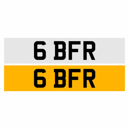 6BFR - 3x1 Dateless Registration Plate