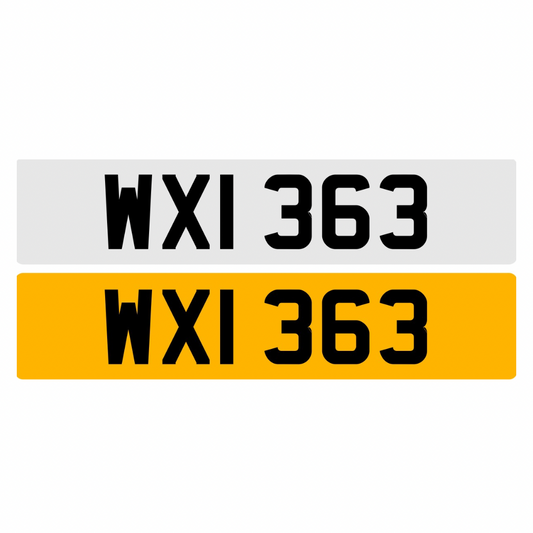 WXI363 - 3x3 Dateless Registration Plate