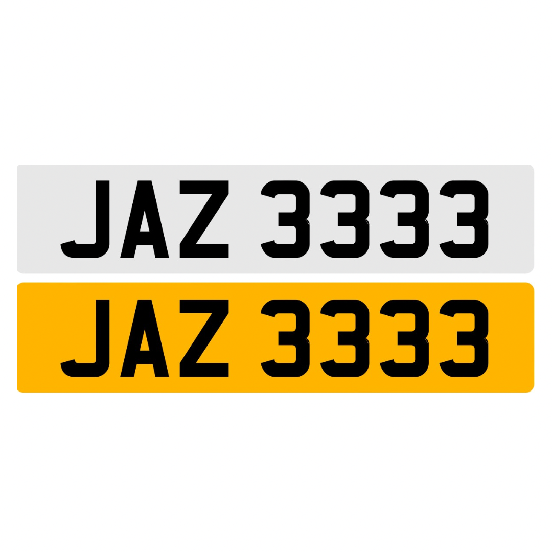 JAZ3333 - 3x4 Dateless Registration Plate