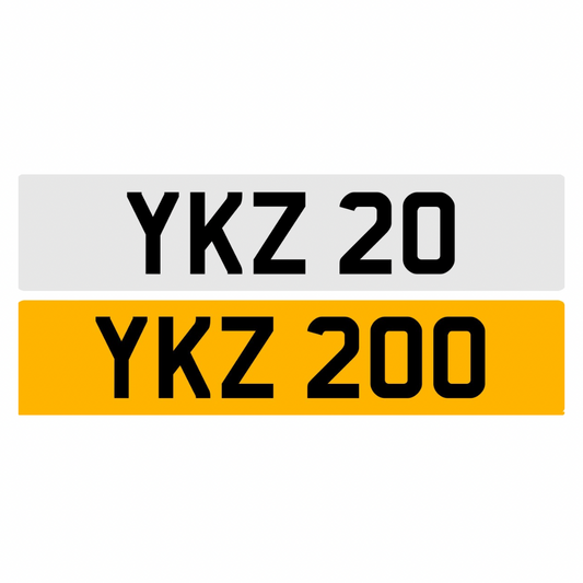 YKZ20 & YKZ200 (Pair) - Dateless Registration Plates