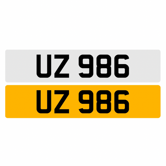 UZ986 - 2x3 Dateless Registration Plate