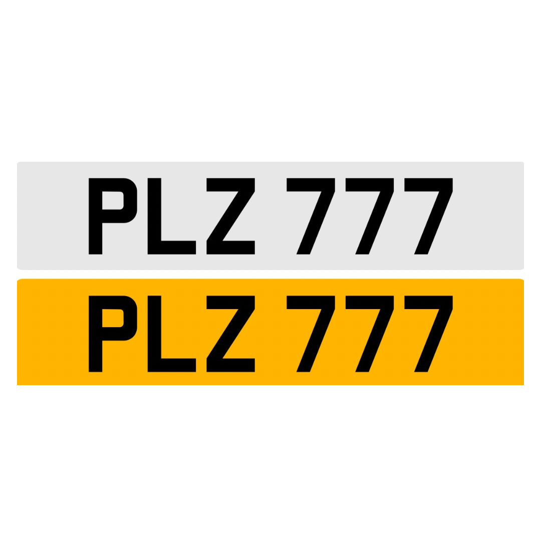 PLZ777 - 3x3 Dateless Registration Plate