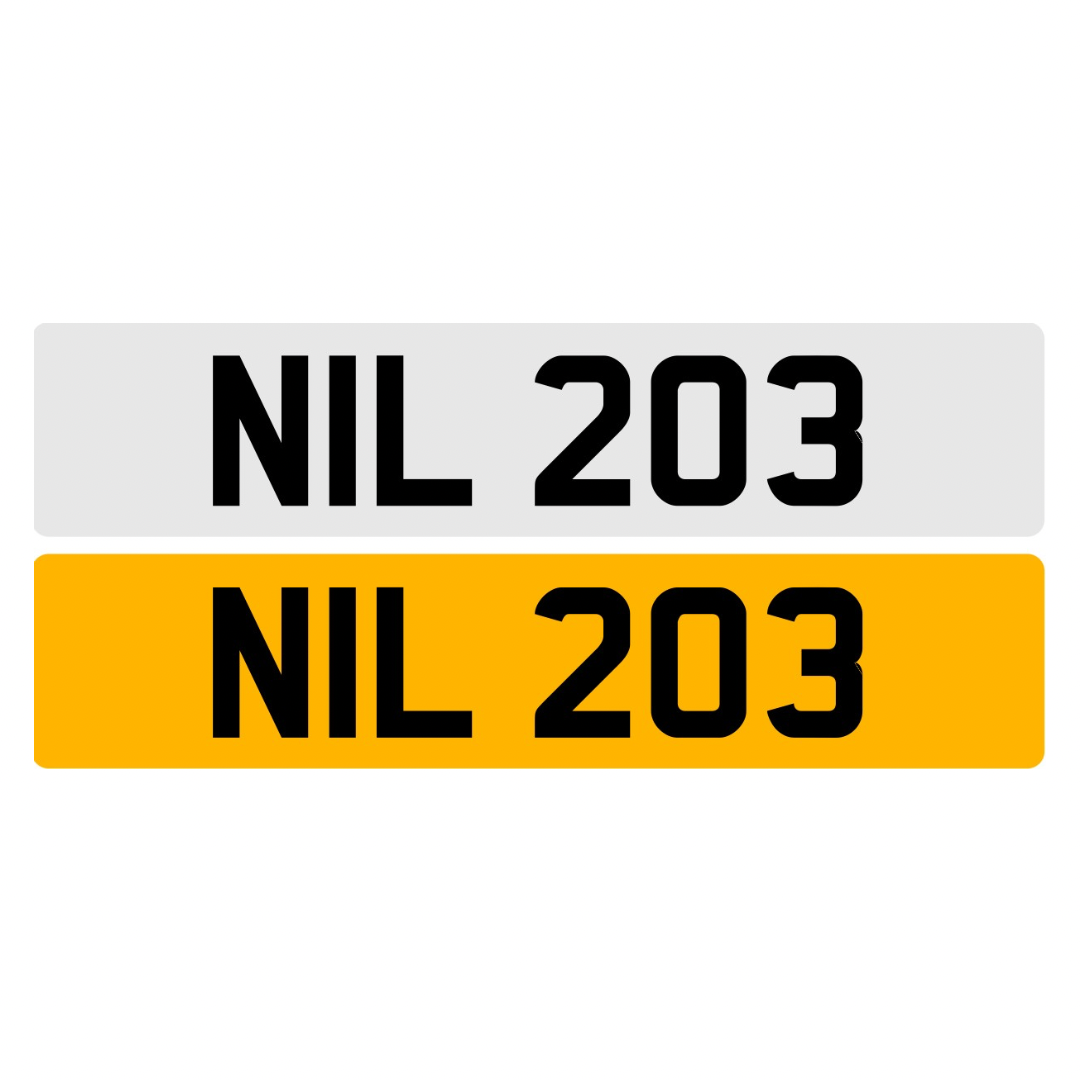 NIL203 - 3x3 Dateless Registration Plate
