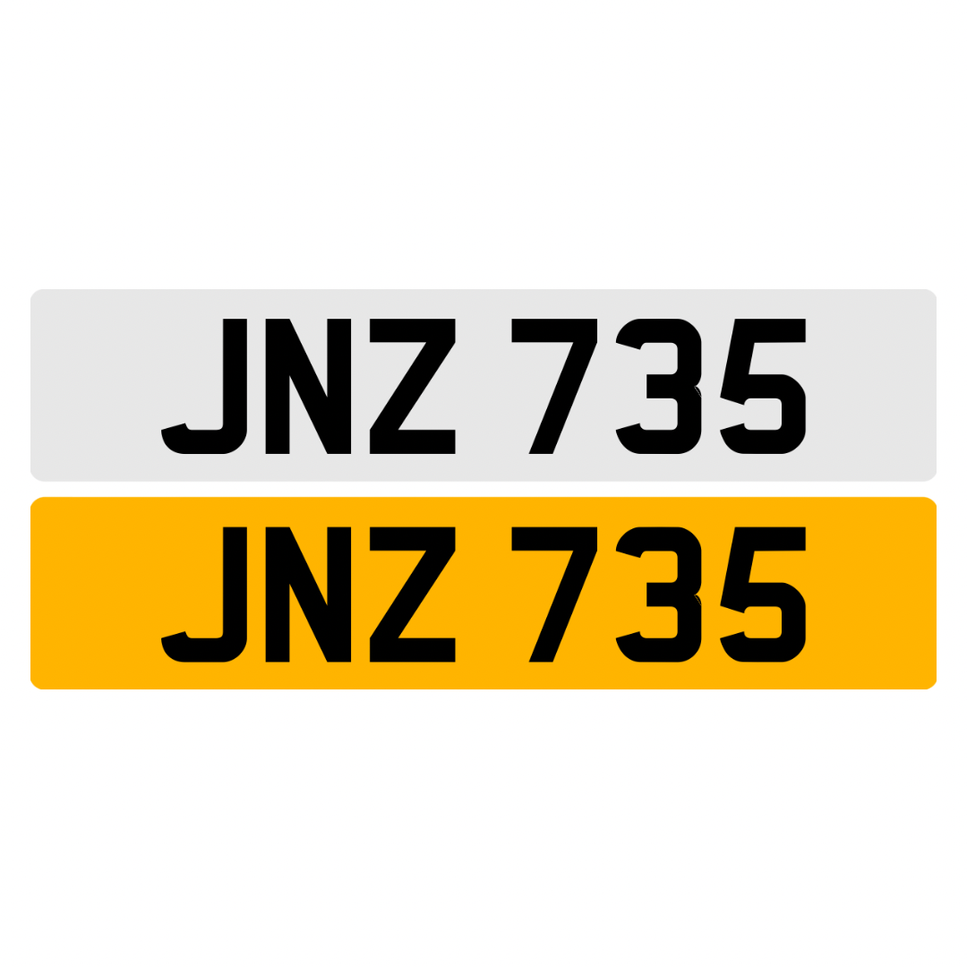 JNZ735 - 3x3 Dateless Registration Plate