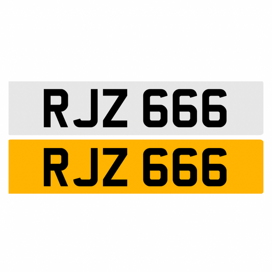 RJZ666 - 3x3 Dateless Registration Plate