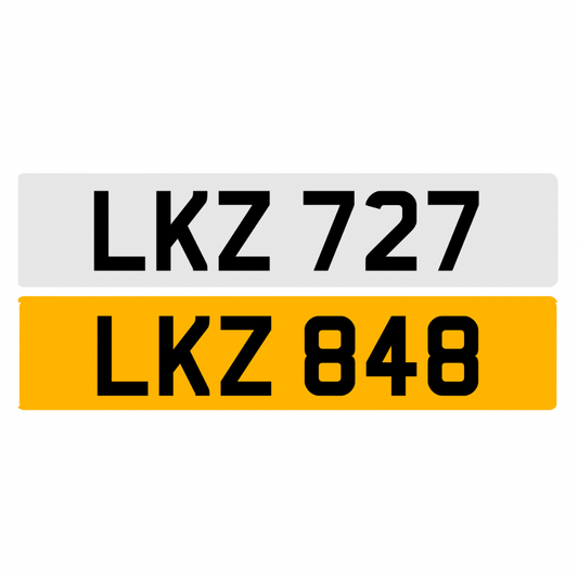 LKZ727 & LKZ848 (Pair) - 3x3 Dateless Registration Plates