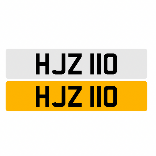 HJZ110 - 3x3 Dateless Registration Plate